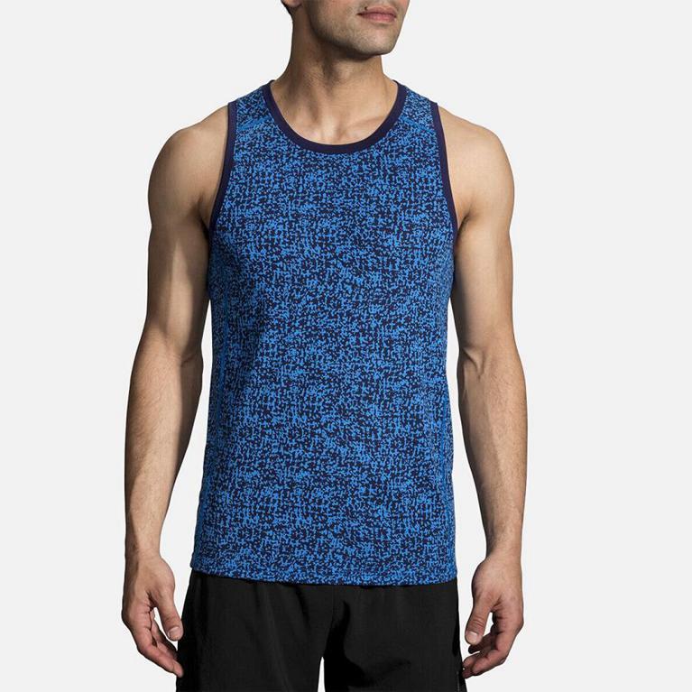 Brooks Distance - Mens Running Tank Top - Blue (71495KAZG)